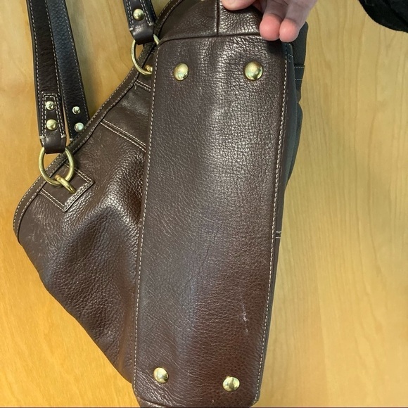 COACH Penelope Soft Pebbled Turnlock Carryall Deep Brown Tote Bag - Picture 2 of 9